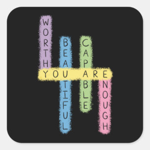 Sticker Carré Conception de puzzle d'affirmations positives colo