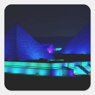 Sticker Carré Conception de pyramides bleues 