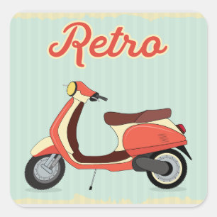 Sticker Carré Conception de Scooter Retro