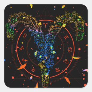 Sticker Carré Conception de symbole astrologique du Bélier