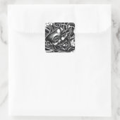 Sticker Carré Conception de tatouage Hannya Mask (Sac)