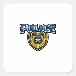 Sticker Carré Conception de texte gras pour badge de police
