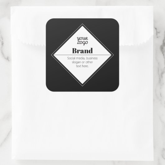 Sticker Carré Conception de texte moderne éditable & Votre logo (Sac)