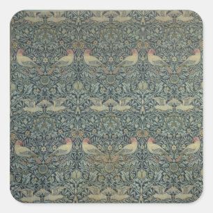 Sticker Carré Conception de tissu de colombe et de Rose, c.1879