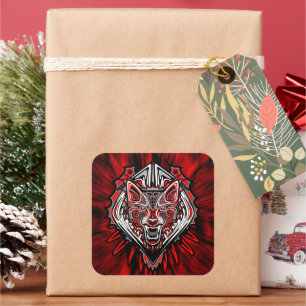 Sticker Carré Conception de totem tribal Haida Loup