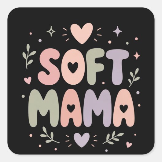 Sticker Carré Conception de typographie pastel Maman douce (Devant)