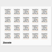 Sticker Carré Conception de typographie pour professeur de mathé (Feuille)