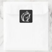 Sticker Carré Conception d'écureuil noir et blanc (Sac)