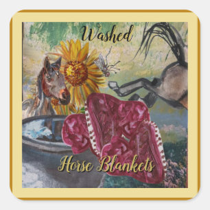 Sticker Carré conception des couvertures de cheval lavées