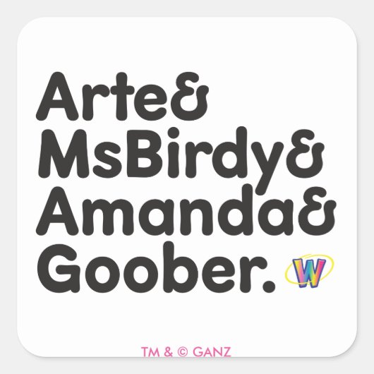 Sticker Carré Conception des noms Webkinz (Devant)