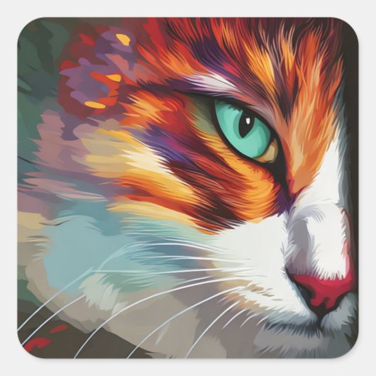Sticker Carré Conception des yeux de chat (Devant)