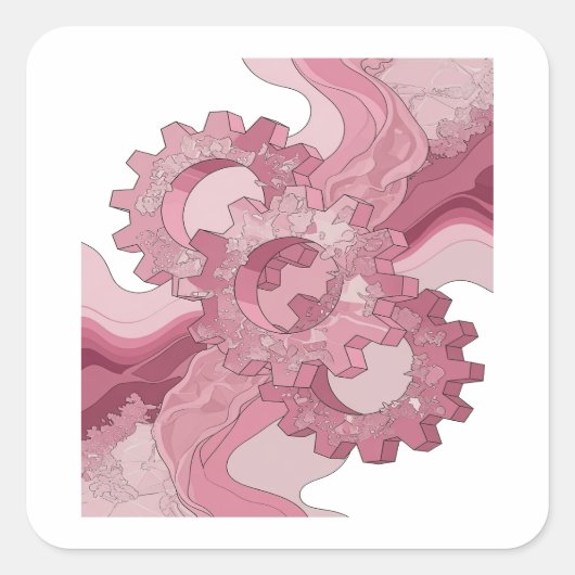 Sticker Carré Conception d'étiquette abstraite rose unique (Devant)
