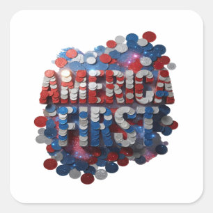Sticker Carré Conception d'étiquette AMERICA FIRST argent amusan