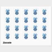 Sticker Carré Conception d'étiquette de VASE FLEURI BLEU frais (Feuille)