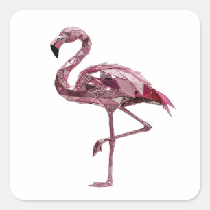 Sticker Carré Conception d'étiquette FLAMINGO argentée vive