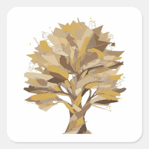 Sticker Carré Conception d'étiquette grise accrocheuse ARBRE DE