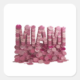 Sticker Carré Conception d'étiquette rose joyeuse MIAMI