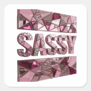 Sticker Carré Conception d'étiquette rose SASSY personnalisée