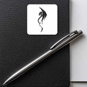 Sticker Carré Conception d'illustration de dragon tribal noir et