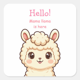 Sticker Carré Conception d'illustration de lama mignon