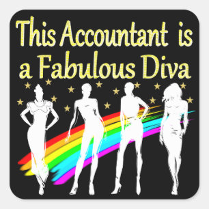 STICKER CARRÉ CONCEPTION DIVA COMPTABLE DANGEREUSE
