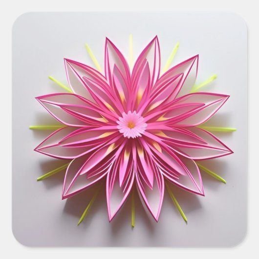 Sticker Carré Conception d'origami floral rose complexe (Devant)