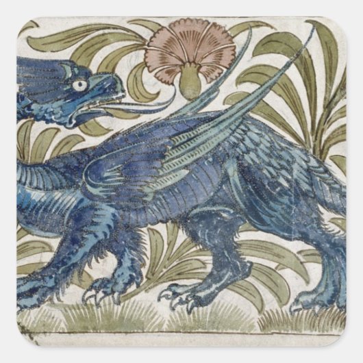 Sticker Carré Conception "Dragon" pour une dalle (avec papier) (Devant)