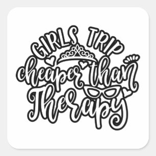 Sticker Carré Conception Drôle Filles Voyage Moins Cher Que La T