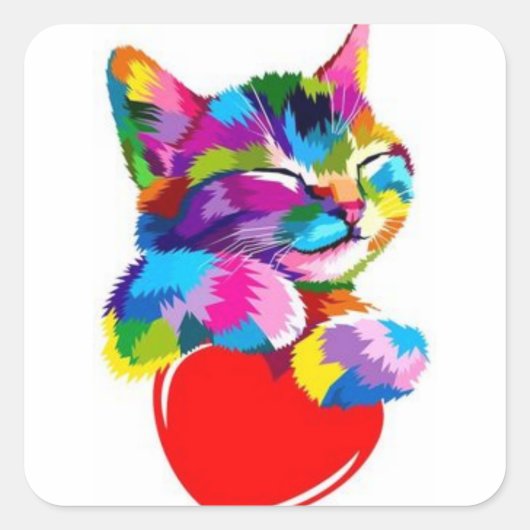 Sticker Carré conception du chat animal (Devant)