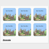 Sticker Carré Conception du village médiéval (Feuille)