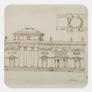 Sticker Carré Conception esquissée pour un bâtiment voûté (s