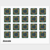 Sticker Carré Conception Florale Tropicale | Hibiscus & Feuillag (Feuille)