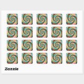 Sticker Carré Conception fractale en spirale pastel (Feuille)