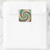 Sticker Carré Conception fractale en spirale pastel (Sac)