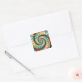 Sticker Carré Conception fractale en spirale pastel (Enveloppe)