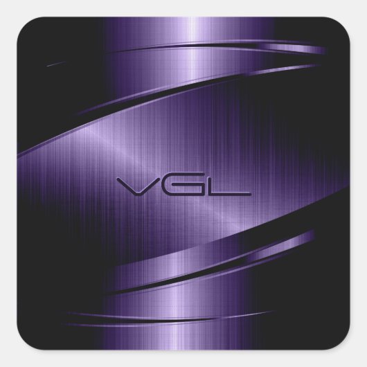 Sticker Carré Conception géométrique moderne en métal violet pro (Devant)