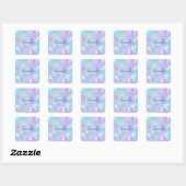 Sticker Carré Conception iridescente sarcelle et violette, nom e (Feuille)