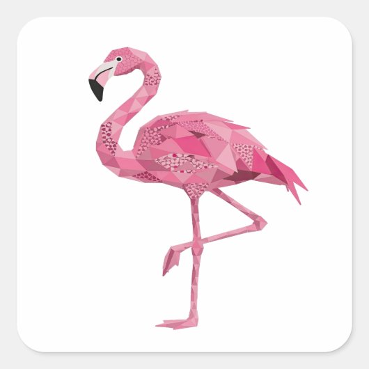 Sticker Carré Conception originale de décalque FLAMINGO rose (Devant)