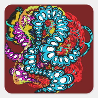 Sticker Carré Conception surréaliste et colorée de chenille Abst