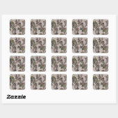 Sticker Carré Conception textuelle de formes plantes et ruban se (Feuille)