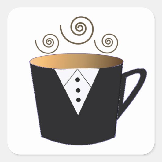 Sticker Carré Conception Tuxedo Café Mug (Devant)