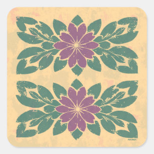 Sticker Carré Conception vintage de crayon floral