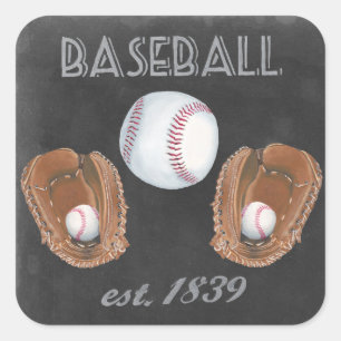Sticker Carré Conception vintage du tableau de baseball
