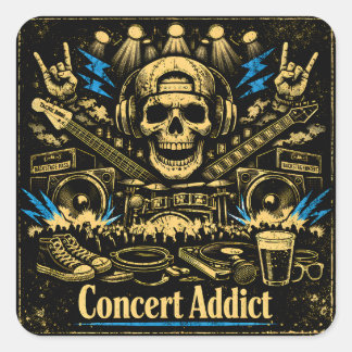 Sticker Carré Concert Addict – Live Music Fan Culture