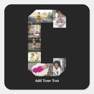 Sticker Carré Concevez votre propre lettre C Photo Collage