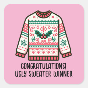 Sticker Carré Concours de jeu pour le gagnant du pull de Noël la