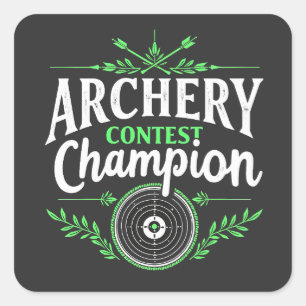 Sticker Carré Concours de tir à l'arc Champion Compétition Bow a