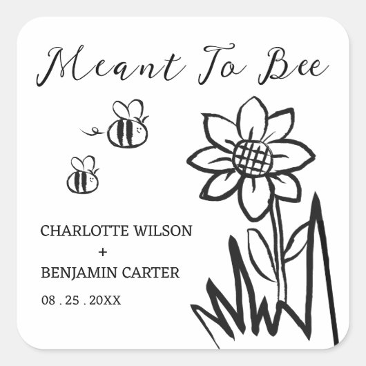 Sticker Carré Conçu Sur Mesure Pour Être Enveloppe Mariage Et Fa (Devant)