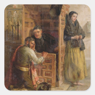 Sticker Carré Confession, 1862 (huile sur la toile)