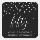Sticker Carré Confetti d'argent sur Black 50e anniversaire (Devant)